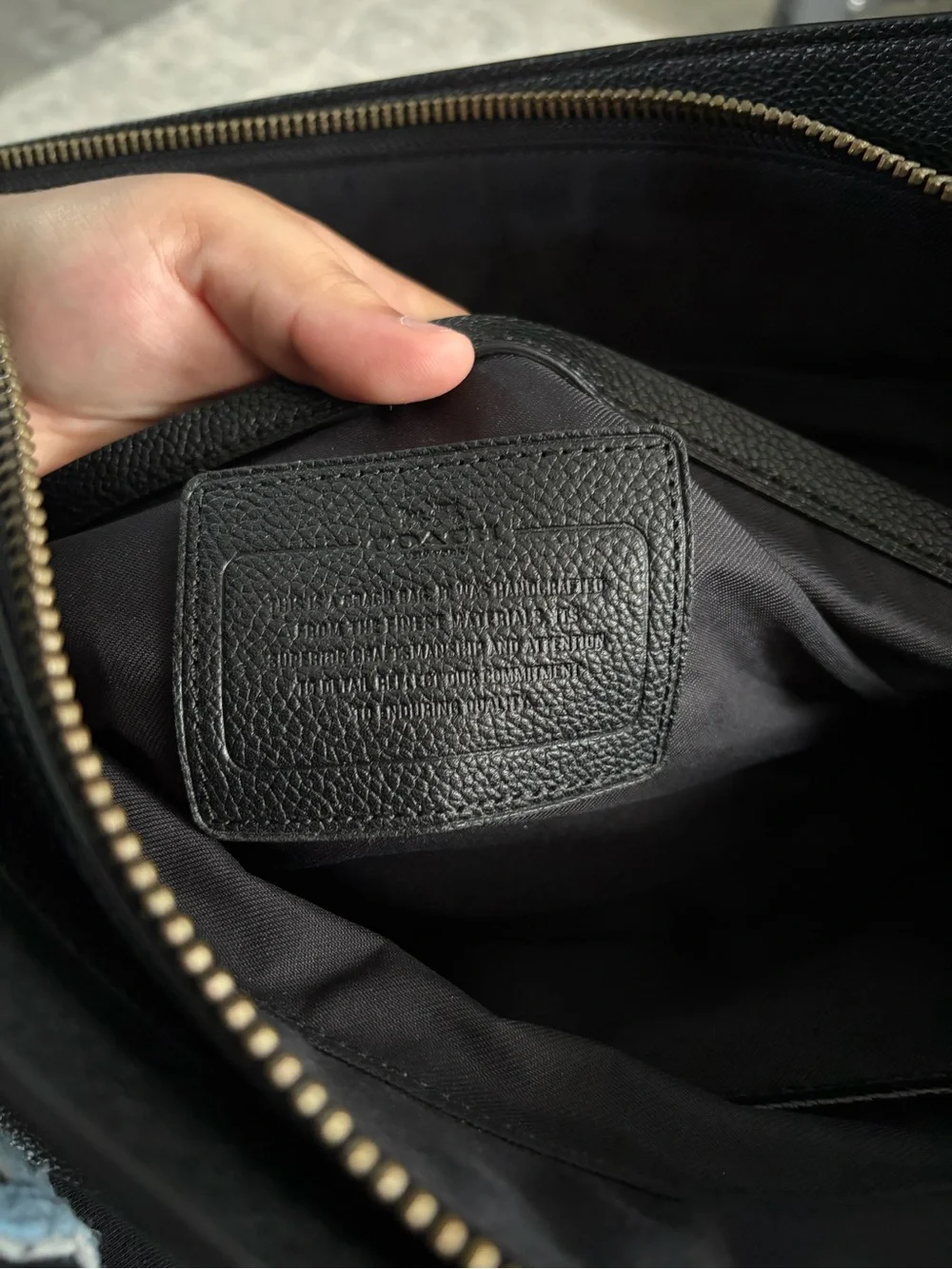 Coach Black Pebbled Leather Tote with Top Handles